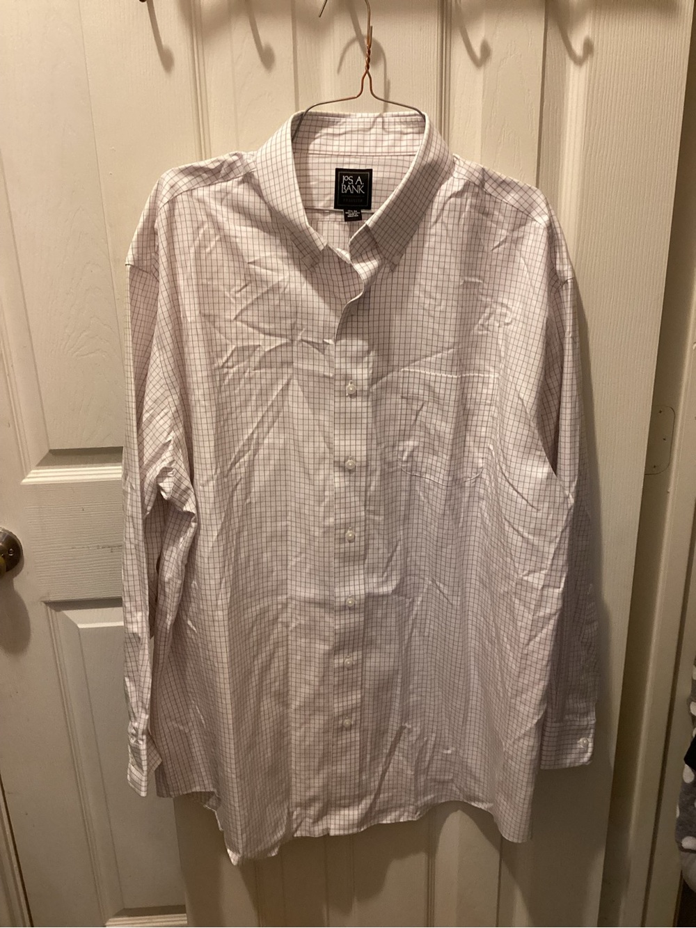 Jos. A. Bank Men's Light Gray and White Windowpane Dress Shirt